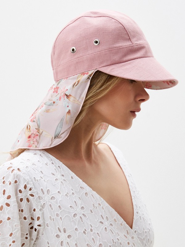 Оригинальная бейсболка с шелковой защитой розового цвета Л-414/1А