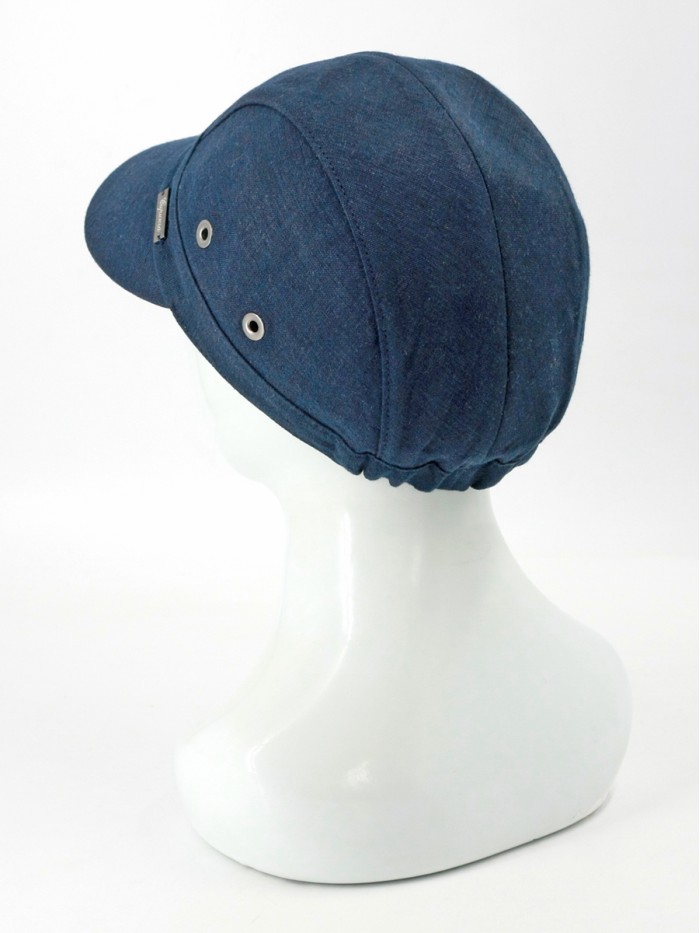 Женственная льняная бейсболка цвет темно-синий Л-414
