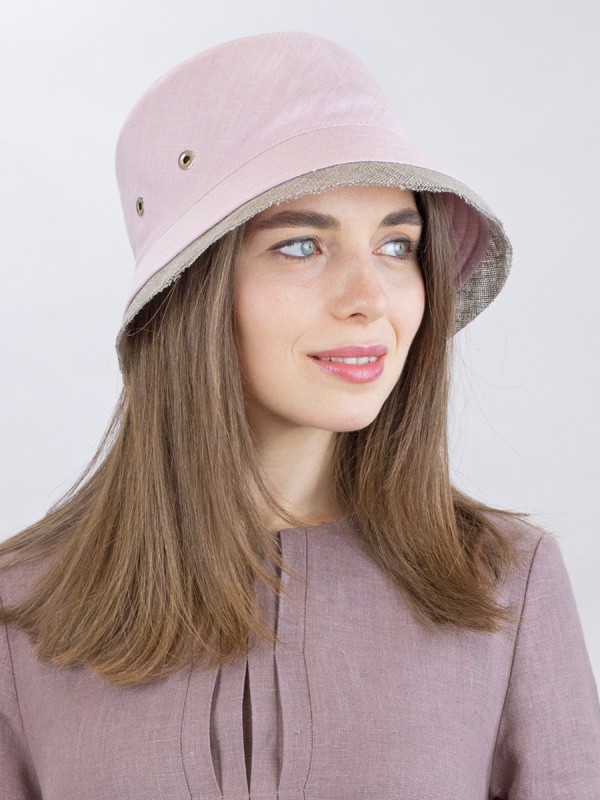 Льняная панама с бахромой цвет бледно-розовый Л-419 Льняная панама с бахромой цвет бледно-розовый Л-419