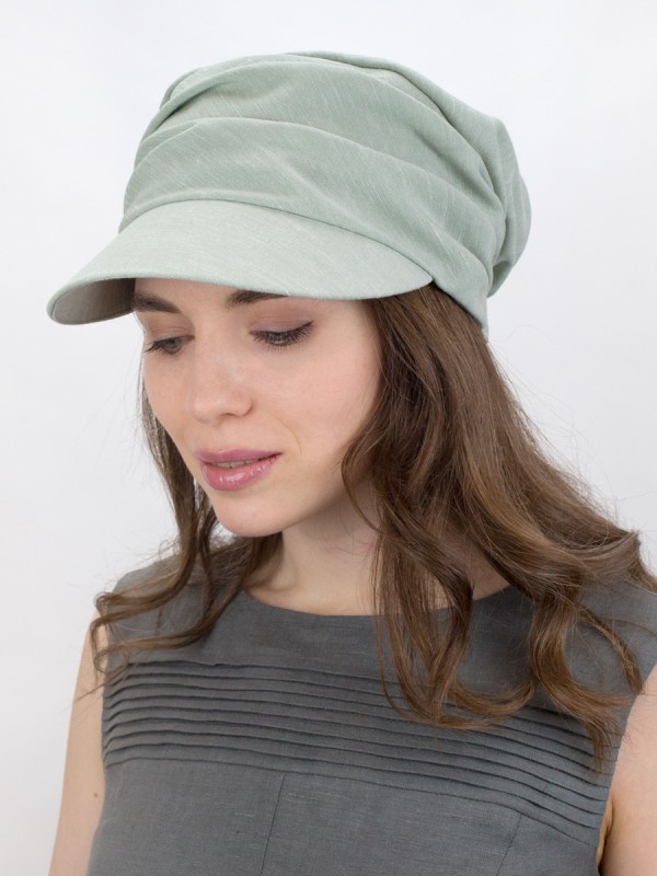 Кепка из льна премиум класса цвет оливковый Л-427К4