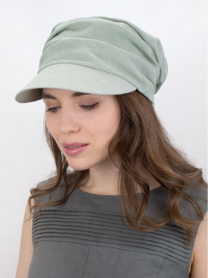 Кепка из льна премиум класса цвет оливковый Л-427К4