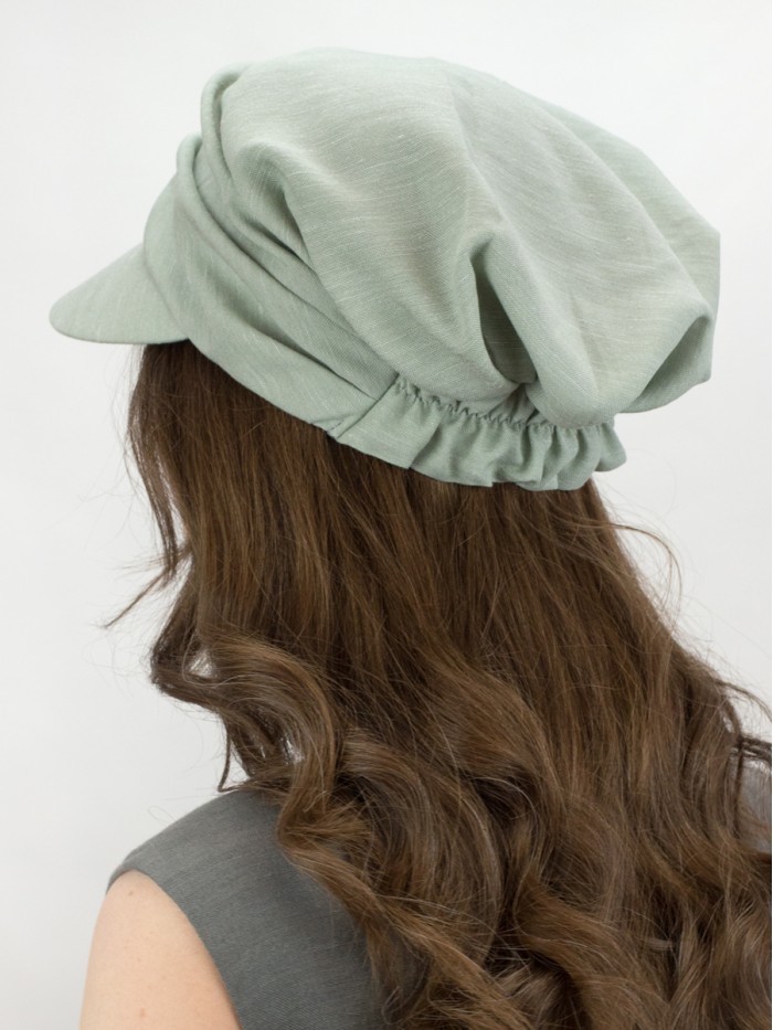 Кепка из льна премиум класса цвет оливковый Л-427К4