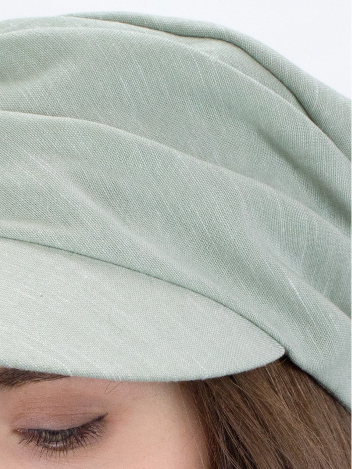 Кепка из льна премиум класса цвет оливковый Л-427К4