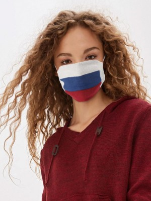 Защитная маска из трикотажного хлопка цвета Российского флага