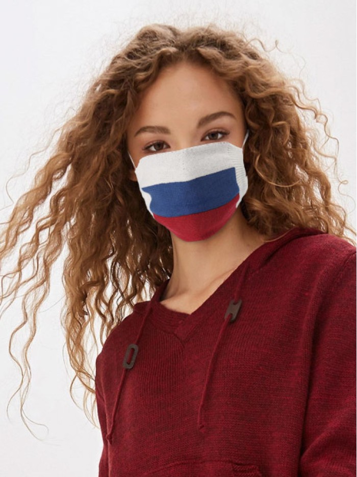Защитная маска из трикотажного хлопка цвета Российского флага