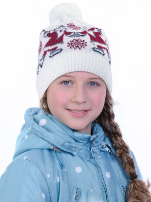 Новогодняя шапочка "Снеговик" цвет белый-красный ТД-226/2