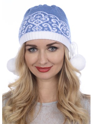 Новогодняя шапочка "Снежка" цвет голубой ТД-230