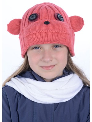 Шапочка "Обезьянка"цвет коралловый ТД-397