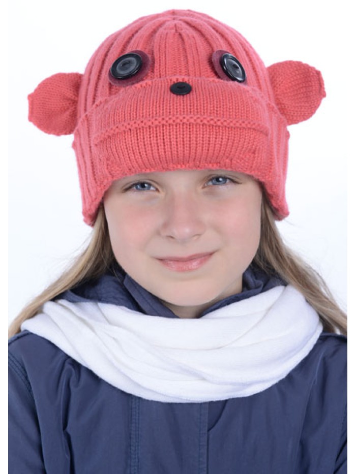 Шапочка "Обезьянка"цвет коралловый ТД-397