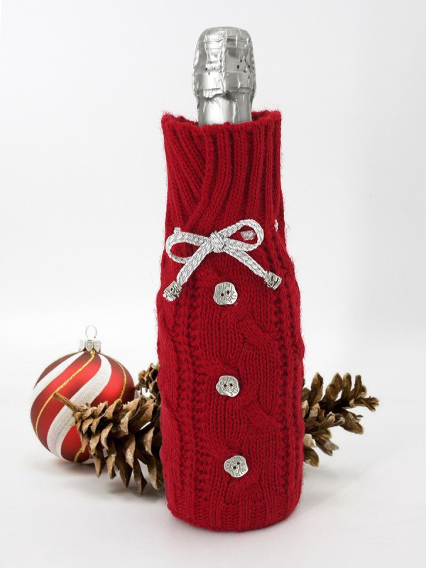 Подарочный чехол на шампанское "Свитер" цвет красный ТД-414/1