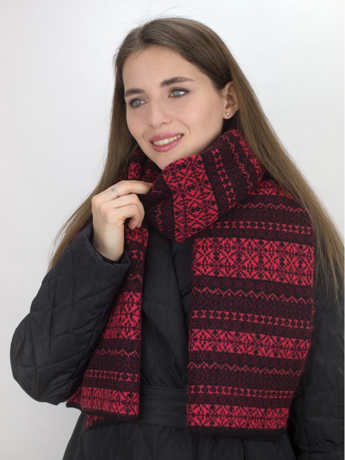 Шарф черный-алый-бордовый цвет ТД-433/1А