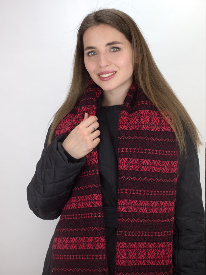 Шарф черный-алый-бордовый цвет ТД-433/1А