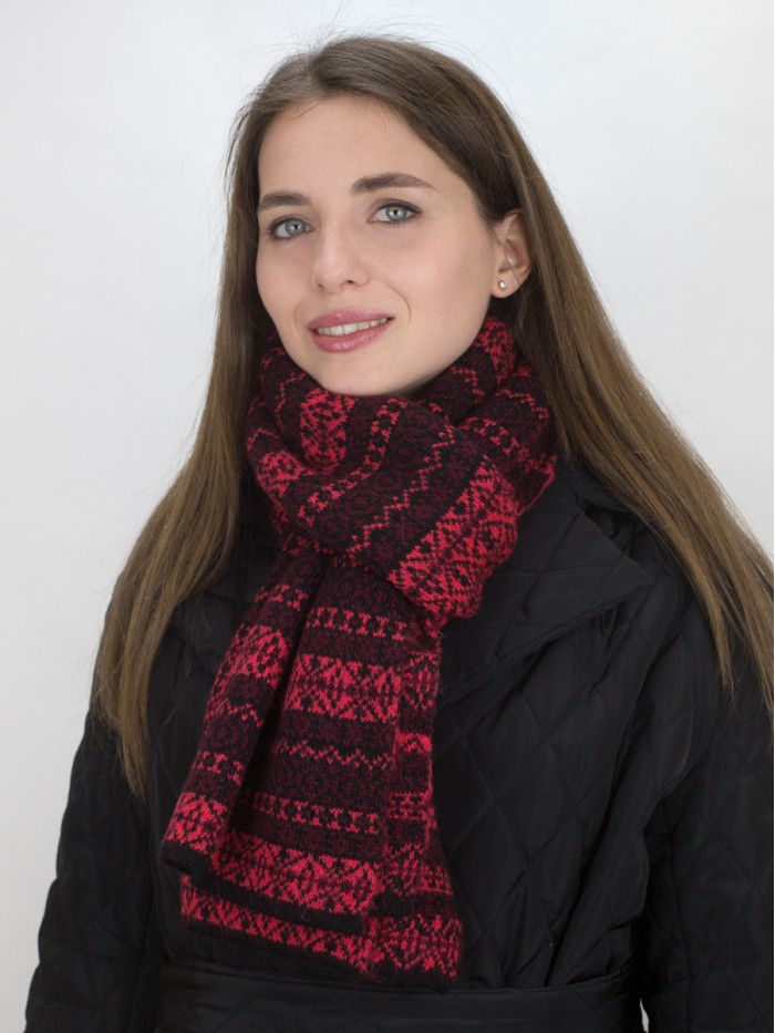 Шарф черный-алый-бордовый цвет ТД-433/1А