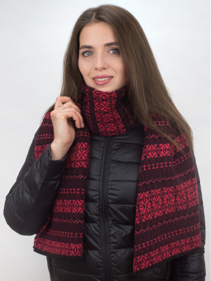 Шарф черный-алый-бордовый цвет ТД-433/1А