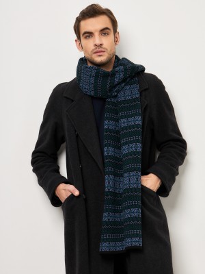 Шарф черный-джинсовый-изумрудный цвет ТД-433/1А