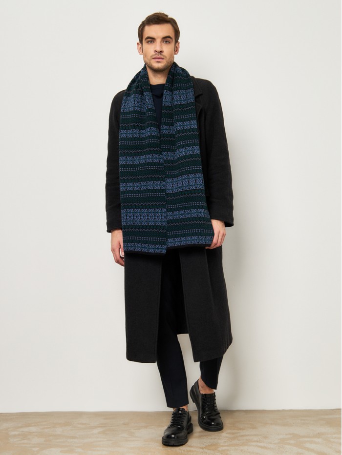 Шарф черный-джинсовый-изумрудный цвет ТД-433/1А