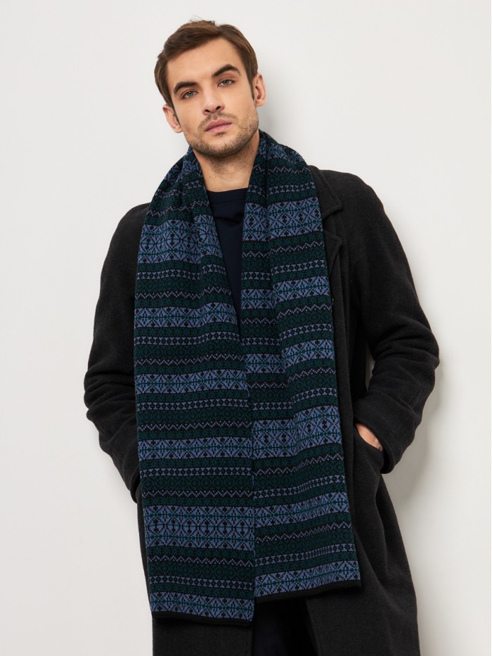 Шарф черный-джинсовый-изумрудный цвет ТД-433/1А