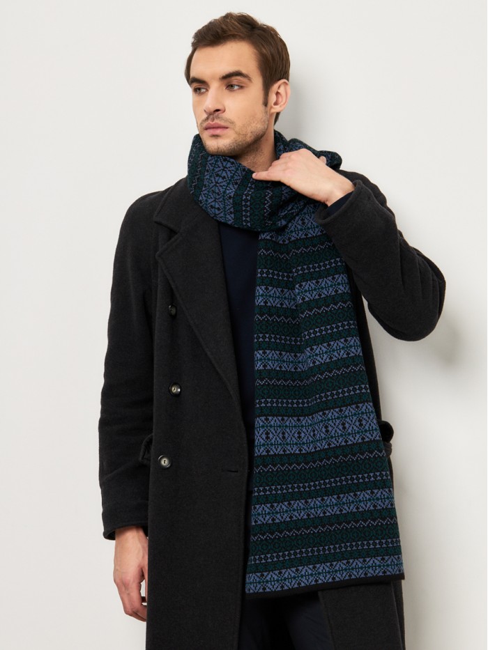 Шарф черный-джинсовый-изумрудный цвет ТД-433/1А