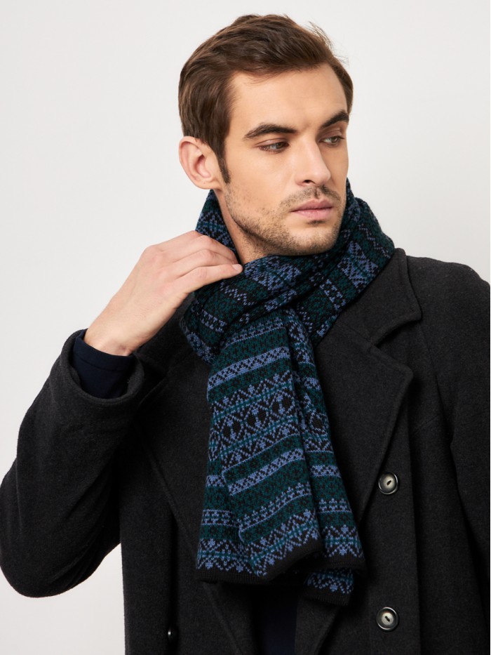 Шарф черный-джинсовый-изумрудный цвет ТД-433/1А