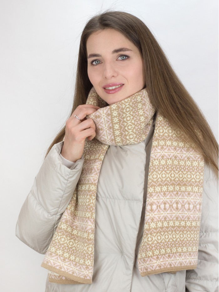 Шарф песочный-розовый-светло-желтый цвет ТД-433/1А