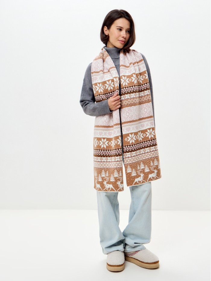 Шарф кэмел-молочный цвет ТД-433А 