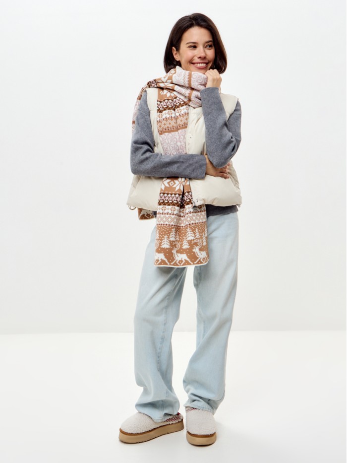 Шарф кэмел-молочный цвет ТД-433А 