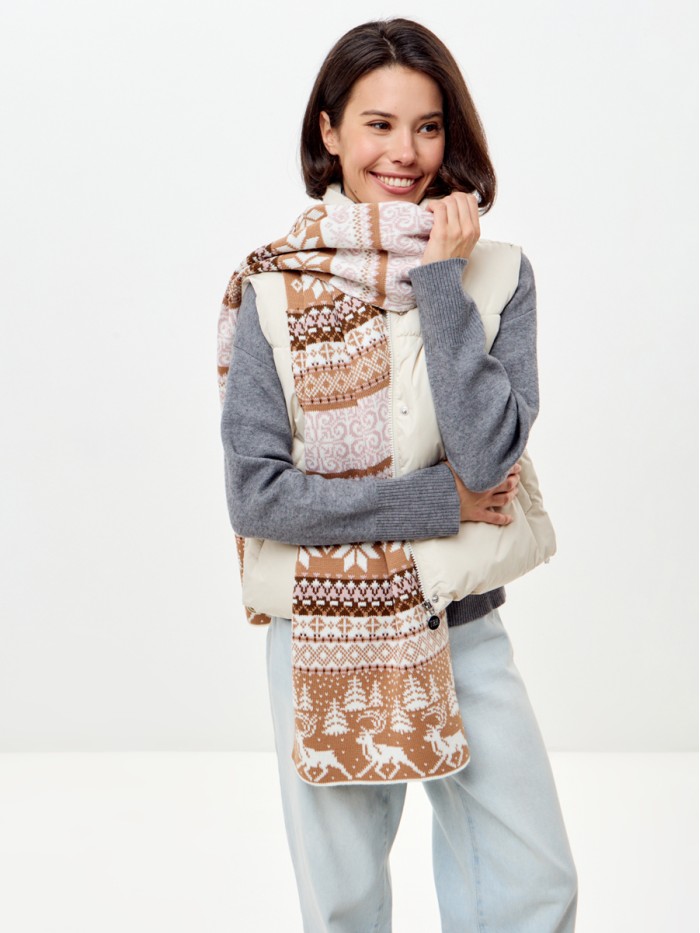 Шарф кэмел-молочный цвет ТД-433А 