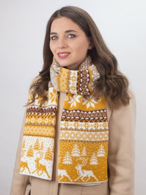 Шарф молочный-горчичный-бежевый цвет ТД-433А