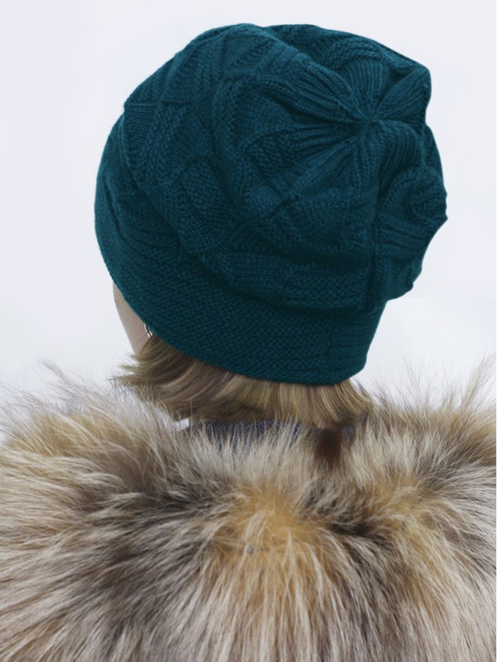 Двойная шапочка с геометрическим рисунком цвет изумрудный ТД-445Б