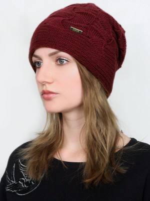 Двойная шапочка с геометрическим рисунком цвет винный ТД-445Б