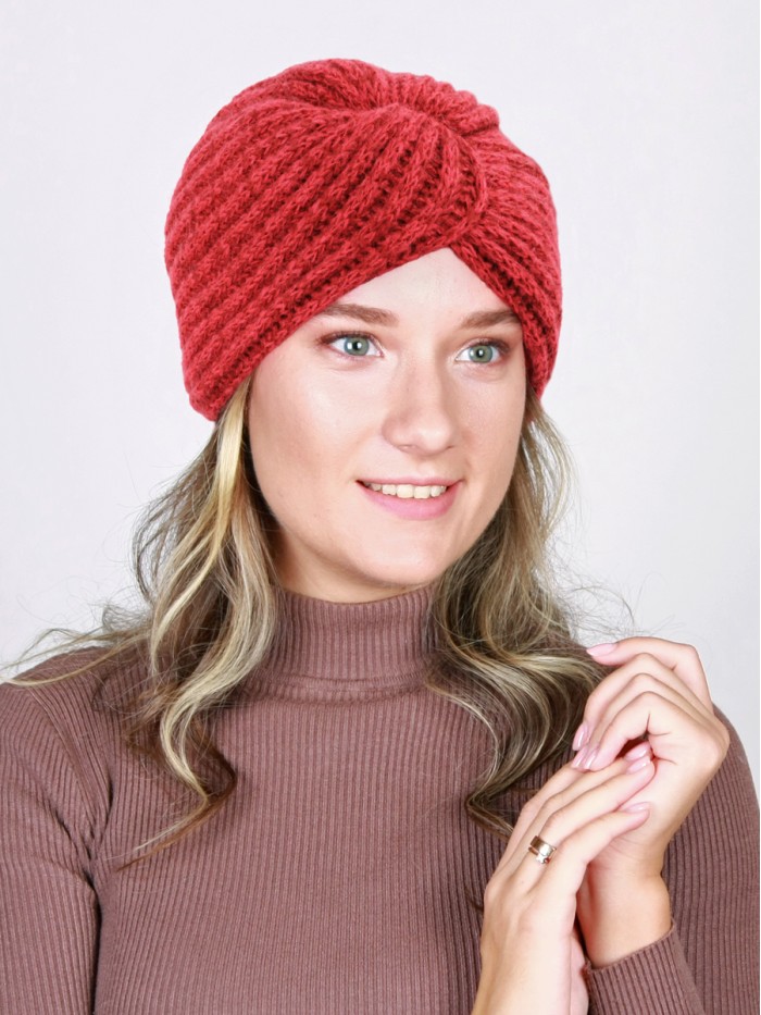 Чалма утепленная двойная цвет красный ТД-454