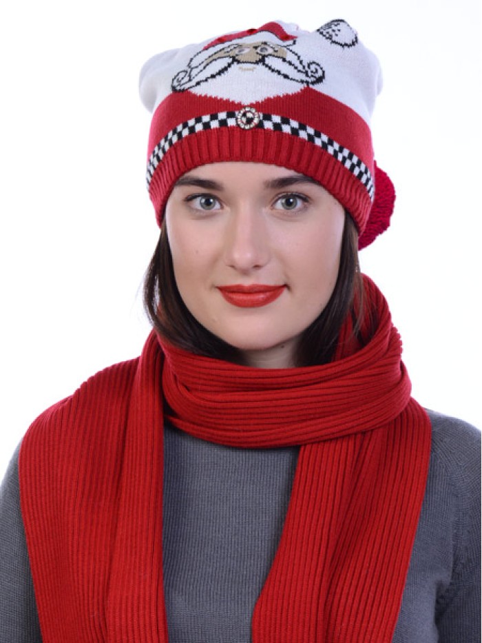 Новогодняя шапочка "Дед Мороз" цвет красный ТД-462