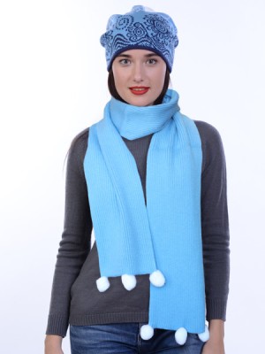 Новогодний шарф "Снеговик" цвет голубой ТД-464А