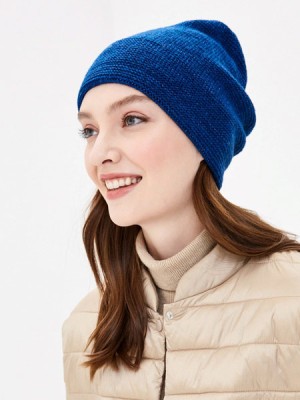 Уютная шапочка вязаная цвет синий ТД-469