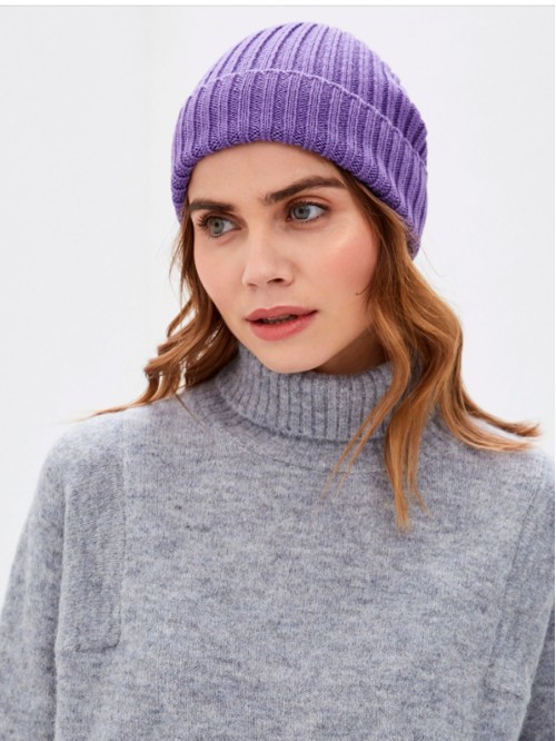 Шапочка бини с отворотом цв...