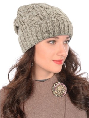 Утепленная шапочка на флисе цвет бежевый ТД-472