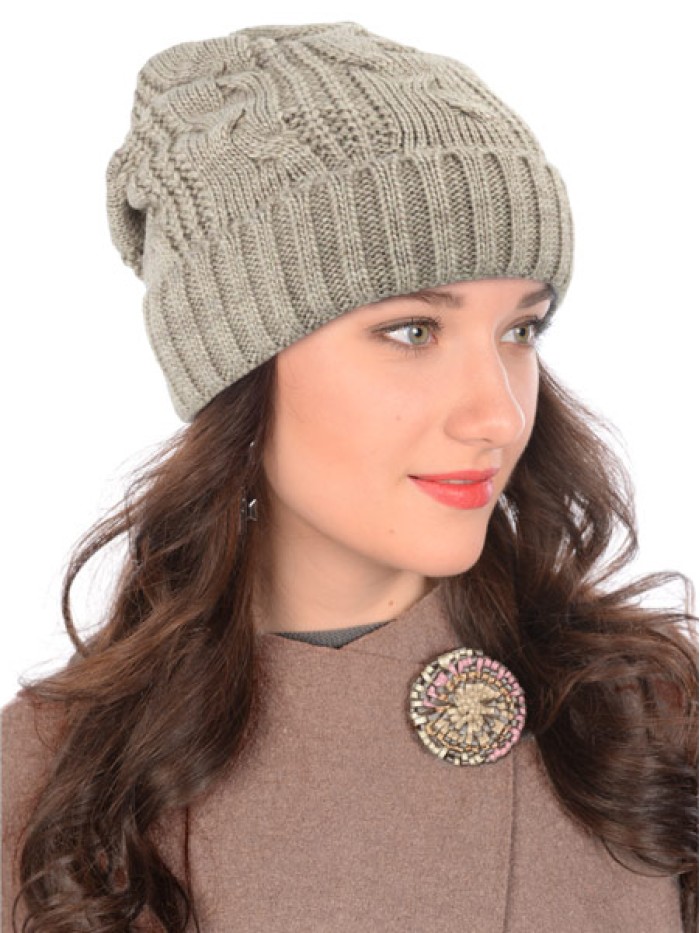 Утепленная шапочка на флисе цвет бежевый ТД-472
