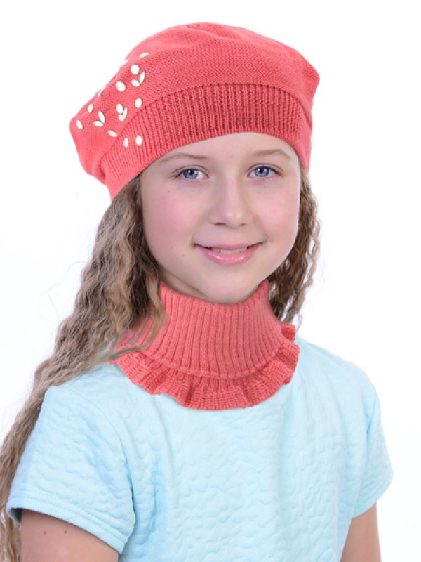 Комплект снуд и берет цвет коралловый ТД-478/5К
