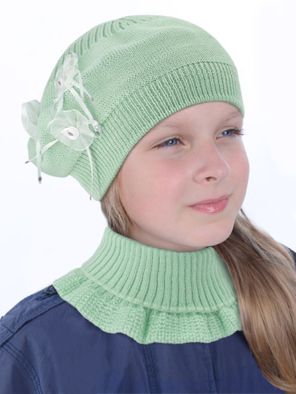 Комплект декорированный стилизованными цветами цвет салатовый ТД-478/6К