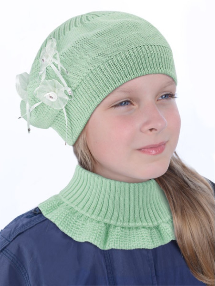 Комплект декорированный стилизованными цветами цвет салатовый ТД-478/6К