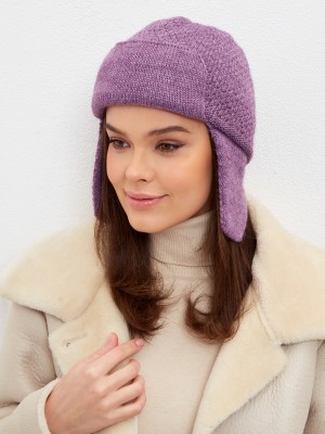 Ушанка двойная с метанитом темно-сиреневого цвета ТД-490