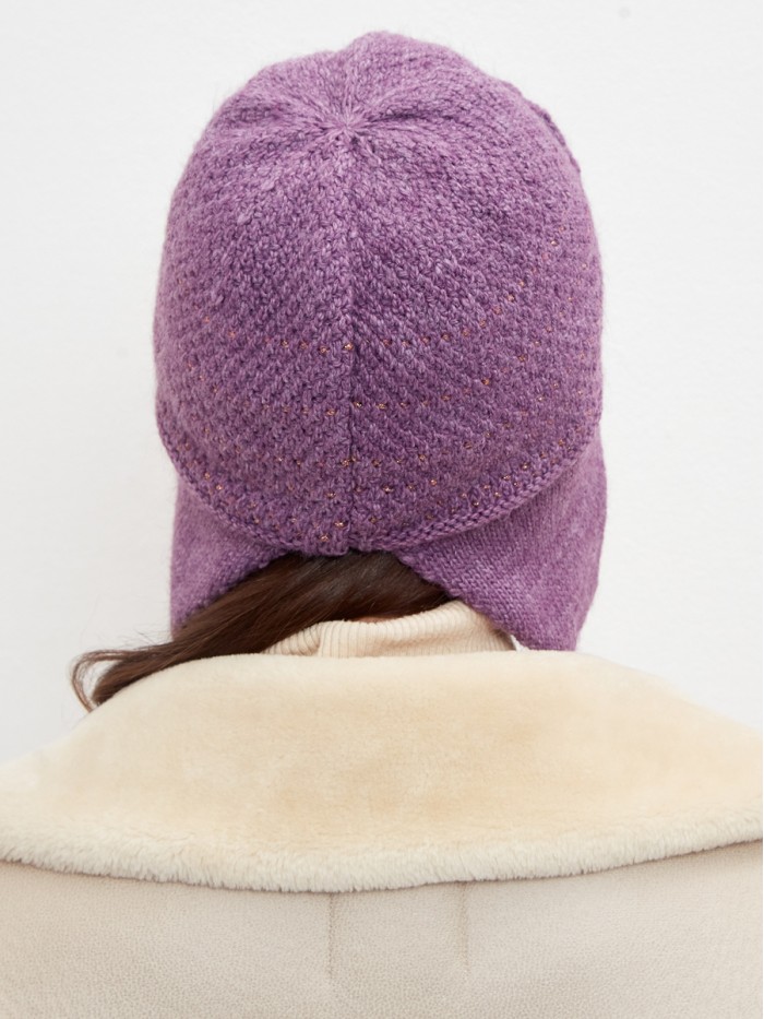 Ушанка двойная с метанитом темно-сиреневого цвета ТД-490