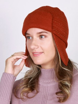 Ушанка двойная с метанитом терракотового цвета ТД-490