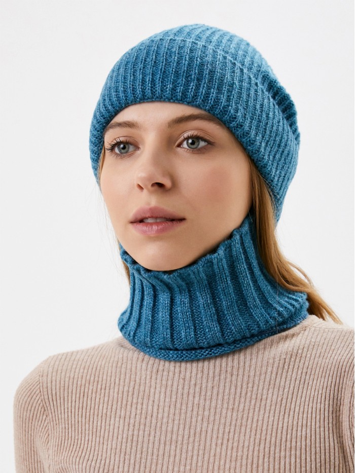 Комплект шапочка и снуд цвет бирюзовый ТД-492К