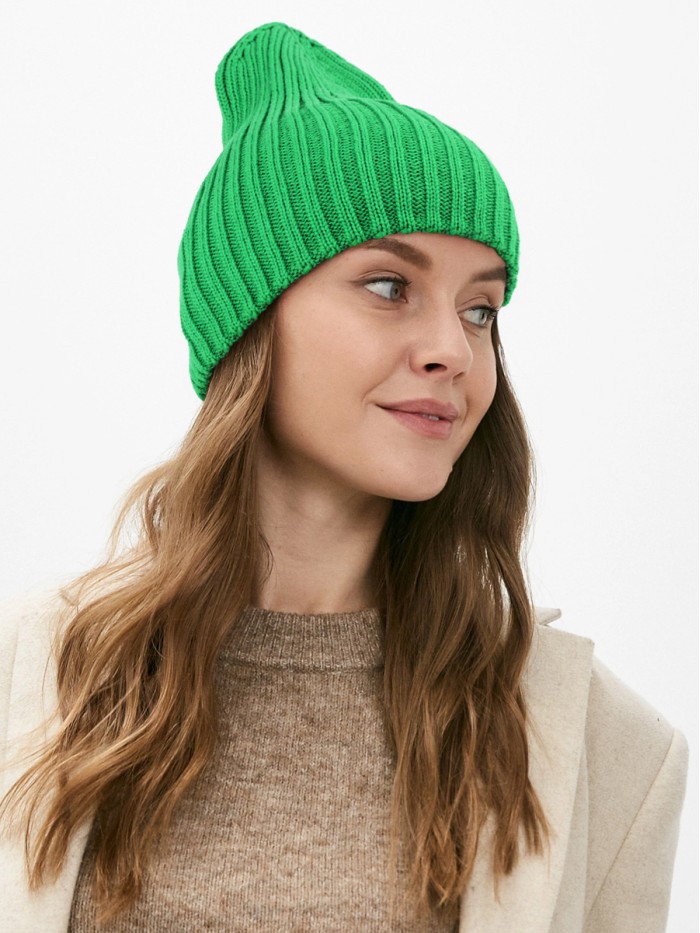 Стильная шапка-бини цвет ярко-зеленый ТД-495