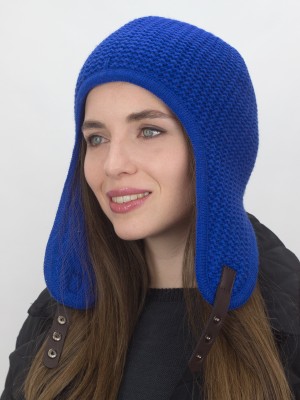 Утепленная шапочка в скандинавском стиле цвет васильковый ТД-496