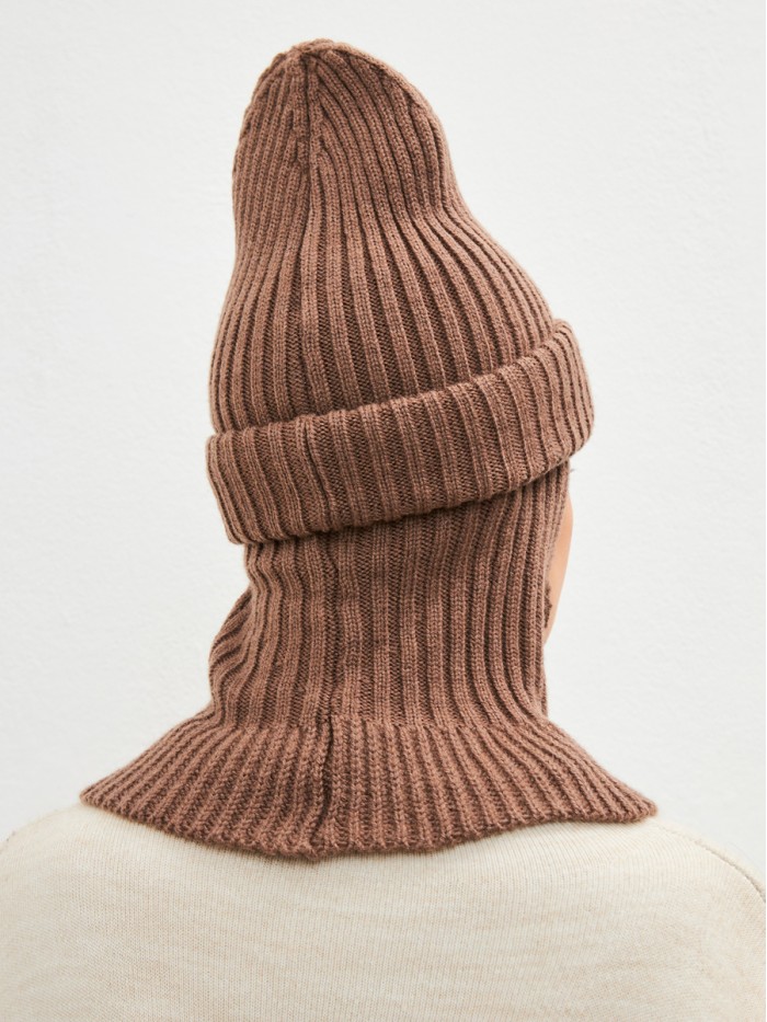 Дизайнерская балаклава с отворотом цвет кофейный ТД-500