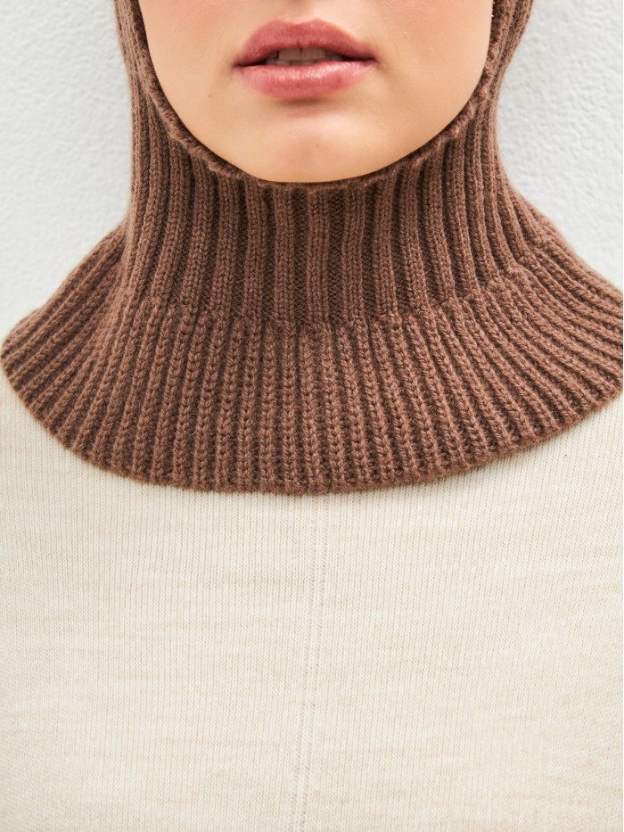 Дизайнерская балаклава с отворотом цвет кофейный ТД-500