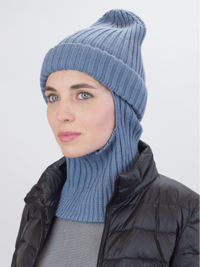 Дизайнерская балаклава с отворотом цвет серо-голубой ТД-500