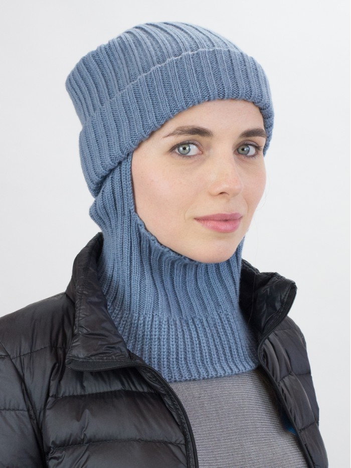 Дизайнерская балаклава с отворотом цвет серо-голубой ТД-500